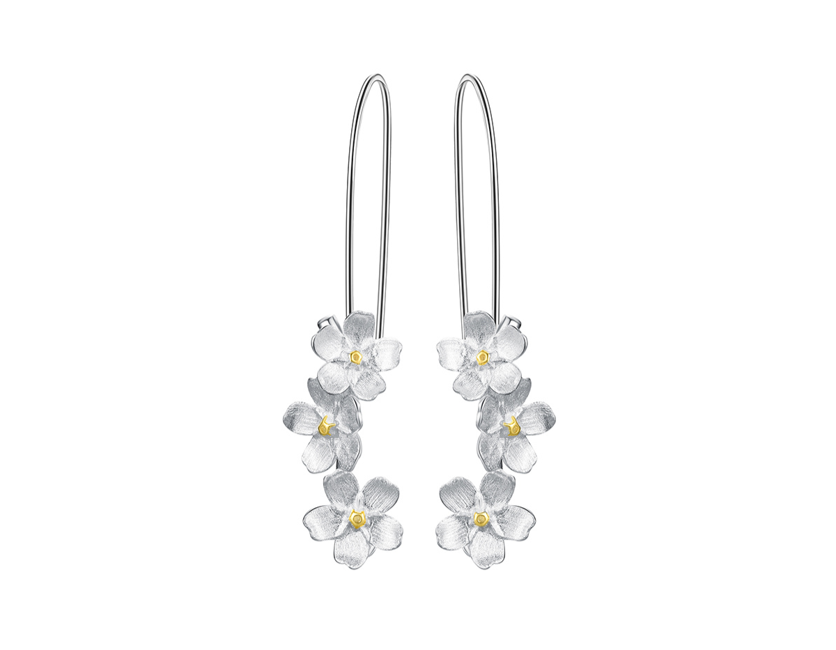 Forget-me-not Flower Long Dangle Earrings