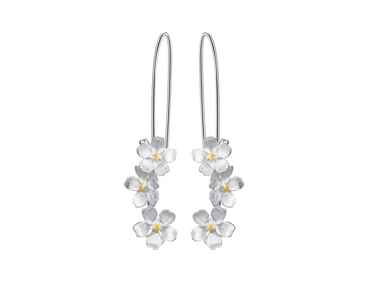 Forget-me-not Flower Long Dangle Earrings
