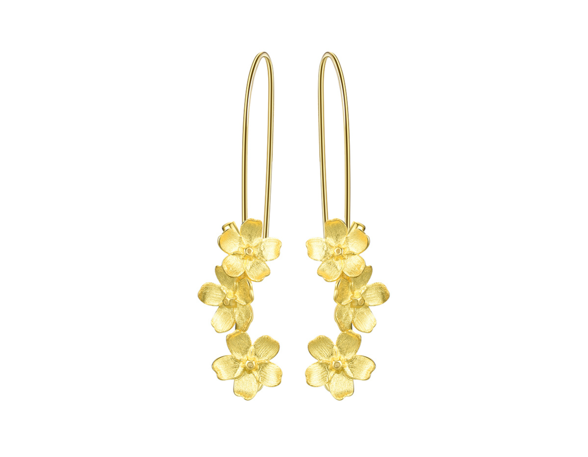 Forget-me-not Flower Long Dangle Earrings