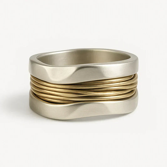 Dual-Tone Silver and Gold Wire Ring
