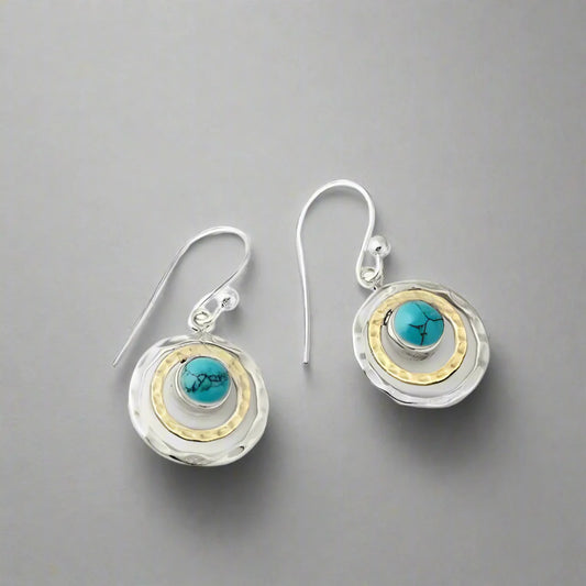 Boho Saturn Earrings Turquoise & Gold