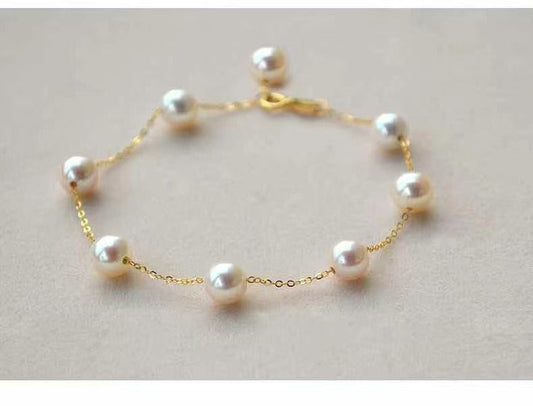 Thin Pearl Golden Bracelet